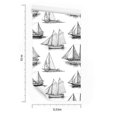 Tapeta Czarno-Białe Żaglówki