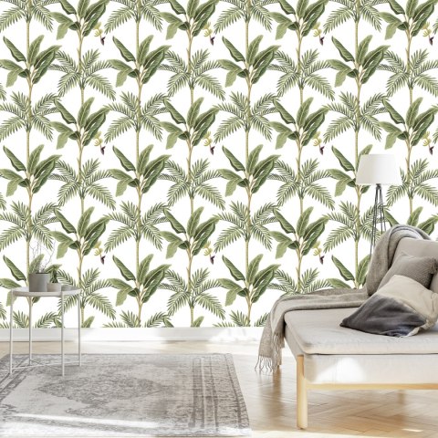 Tapeta Liście, Zieleń, Palmy, Sypialnia, Salon