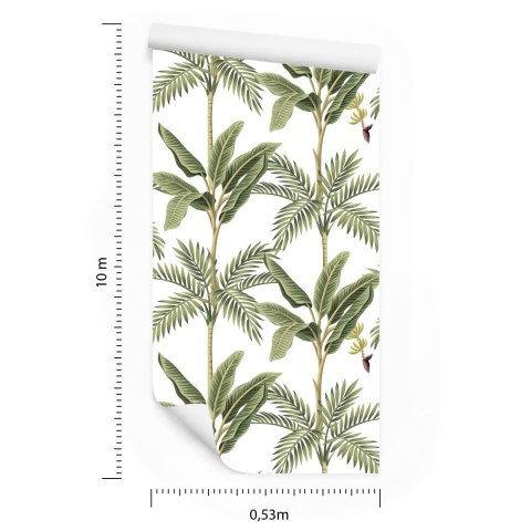 Tapeta Liście, Zieleń, Palmy, Sypialnia, Salon