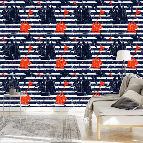 Tapeta Żaglowce Na Tle Pasków