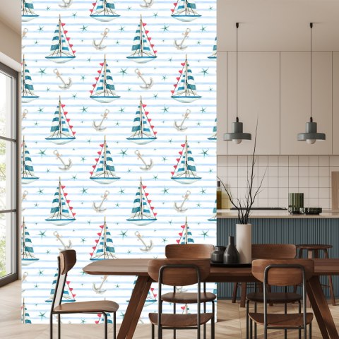 Tapeta Żaglówki I Rozgwiazdy Malowane Akwarelą