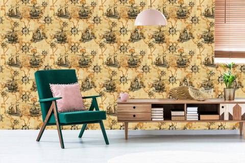 Tapeta Żaglówki Na Mapie Świata Vintage