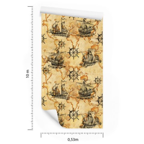 Tapeta Żaglówki Na Mapie Świata Vintage