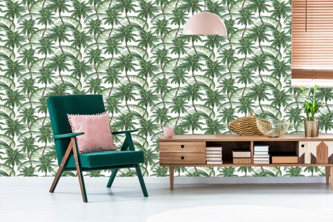Tapeta Zieleń Natura Drzewa Palmy Sypialnia Salon