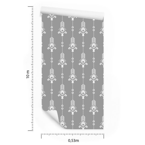 Tapeta Artystyczny Biały Wzór W Stylu Retro