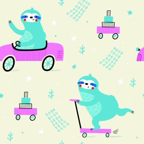 Tapeta Dla Dzieci, Leniwce W Stylu Skandynawskim