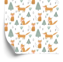 Tapeta Dla Dzieci, Lisy, Drzewa, Styl Skandynawski