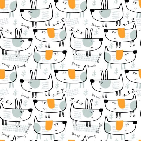 Tapeta Dla Dzieci Pieski W Stylu Skandynawskim