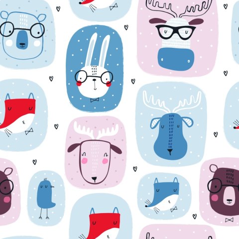 Tapeta Dla Dzieci Zające, Lisy, Styl Skandynawski