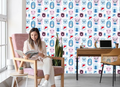 Tapeta Dla Dzieci Zające, Lisy, Styl Skandynawski