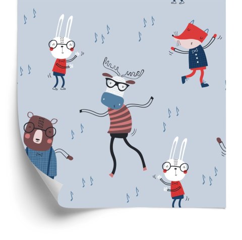 Tapeta Dla Dzieci Zwierzęta Nuty Styl Skandynawski