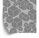 Tapeta Geometryczna - Sześciany W Odcieniach Szarości