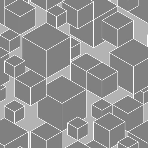 Tapeta Geometryczna - Sześciany W Odcieniach Szarości