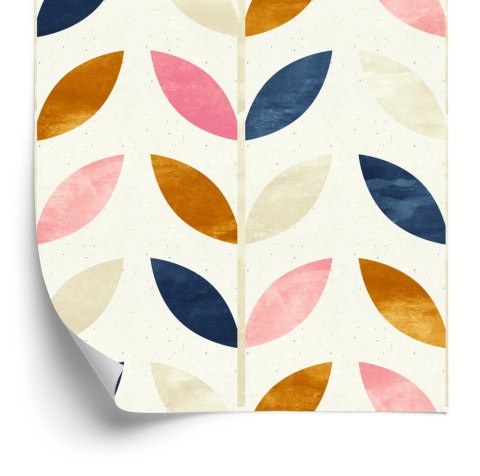 Tapeta Malowane Liście W Stylu Retro