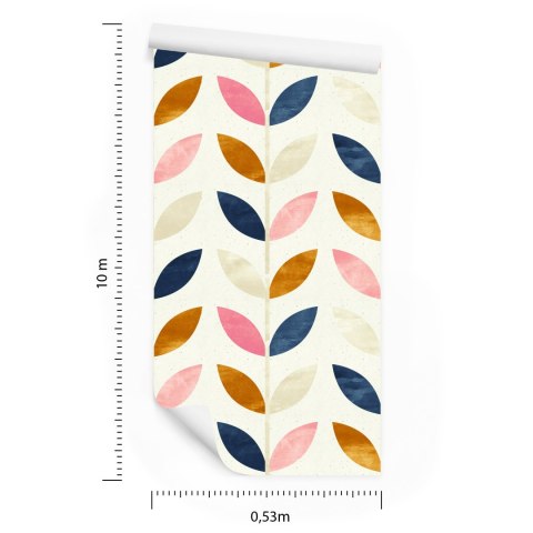 Tapeta Malowane Liście W Stylu Retro