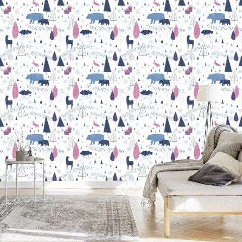 Tapeta Zwierzęta Styl Skandynawski Pokój Dziecięcy