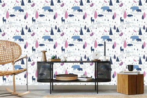 Tapeta Zwierzęta Styl Skandynawski Pokój Dziecięcy