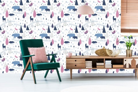 Tapeta Zwierzęta Styl Skandynawski Pokój Dziecięcy