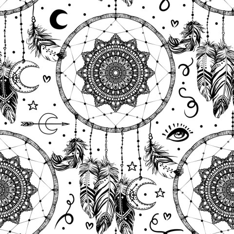 Tapeta Czarno-Białe Łapacze Snów