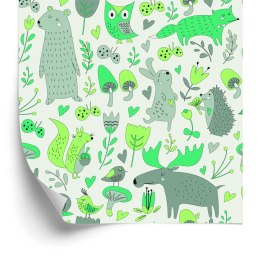 Tapeta Dla Dzieci - Leśne Zwierzęta I Rośliny