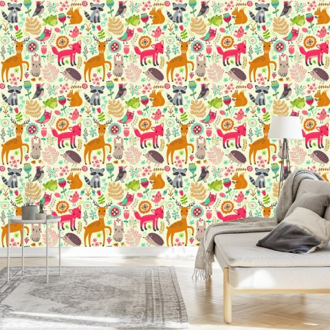 Tapeta Dla Dzieci - Wesołe Leśne Zwierzątka