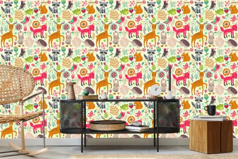 Tapeta Dla Dzieci - Wesołe Leśne Zwierzątka