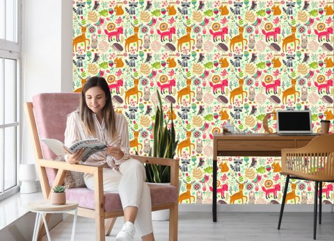 Tapeta Dla Dzieci - Wesołe Leśne Zwierzątka