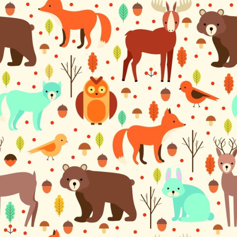 Tapeta Dla Dzieci - Wspaniałe Zwierzątka Leśne