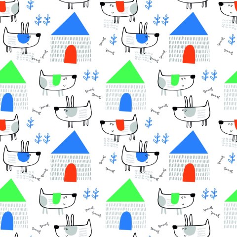 Tapeta Do Pokoju Dziecka Psy W Stylu Skandynawskim