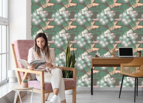 Tapeta Graffiti Z Zielonymi Elementami