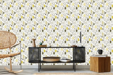 Tapeta Liście, Styl Skandynawski, Pokój Dziecięcy