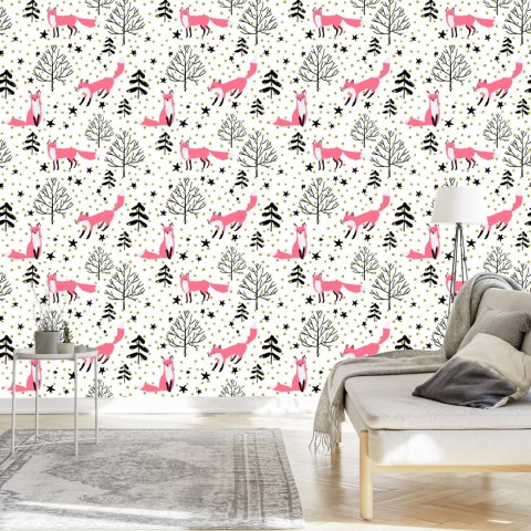 Tapeta Malowane Liski W Lesie