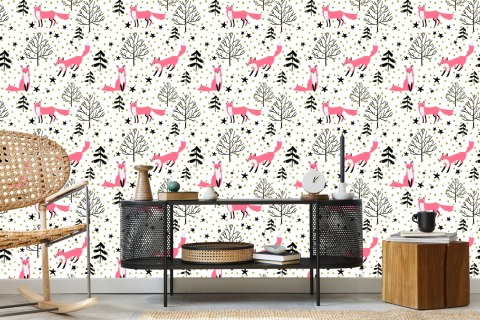 Tapeta Malowane Liski W Lesie