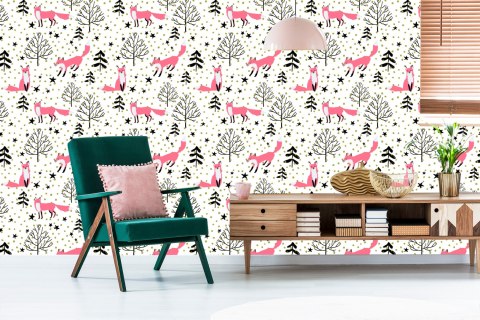 Tapeta Malowane Liski W Lesie