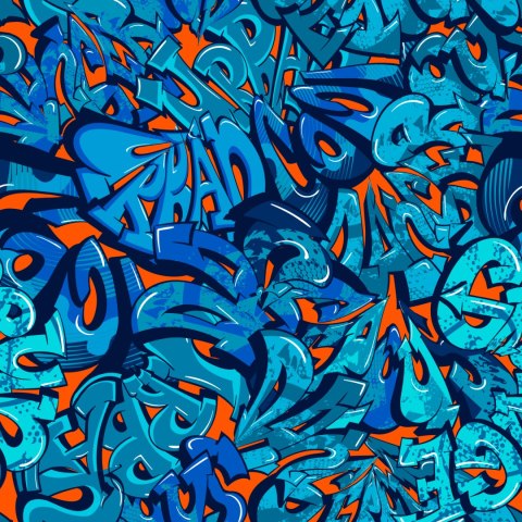 Tapeta Napisy Graffiti W Odcieniach Niebieskiego