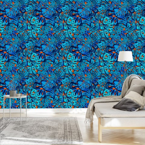 Tapeta Napisy Graffiti W Odcieniach Niebieskiego