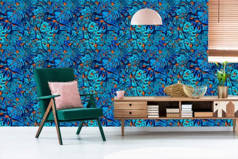 Tapeta Napisy Graffiti W Odcieniach Niebieskiego