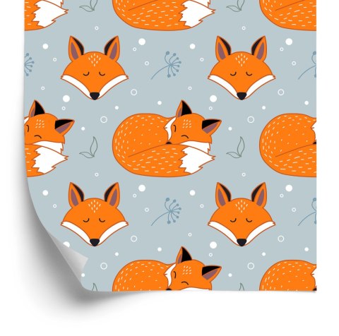 Tapeta Śpiące Liski Z Roślinami