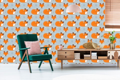 Tapeta Śpiące Liski Z Roślinami