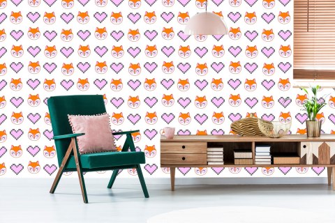 Tapeta Wesołe Liski Z Serduszkami