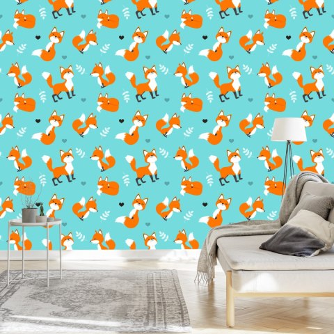 Tapeta Wesołe Lisy Z Serduszkami