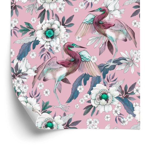 Tapeta - Kolorowe Ptaki I Kwiaty