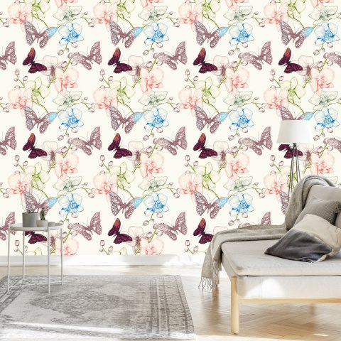 Tapeta Motyle, Kwiaty, Liście, Do Pokoju Dziecka