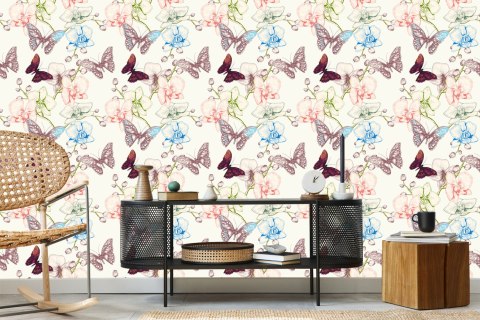 Tapeta Motyle, Kwiaty, Liście, Do Pokoju Dziecka