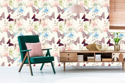 Tapeta Motyle, Kwiaty, Liście, Do Pokoju Dziecka