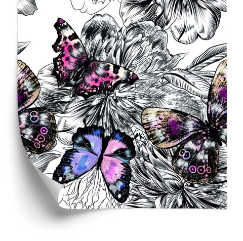 Tapeta Motyle, Kwiaty, Rośliny, Przedpokój