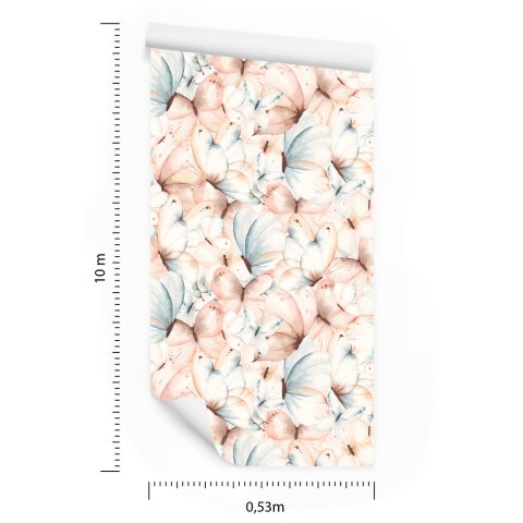 Tapeta Ścienna, Pastelowe Motyle, Pokój Dziecięcy