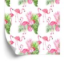 Tapeta Do Salonu, Flamingi, Kwiaty, Zieleń