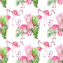Tapeta Do Salonu, Flamingi, Kwiaty, Zieleń