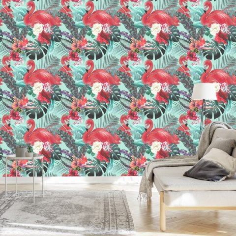 Tapeta Flamingi, Kwiaty, Natura, Do Salonu